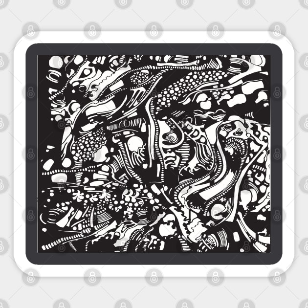 black and white tree pattern Sticker by BraveCoward